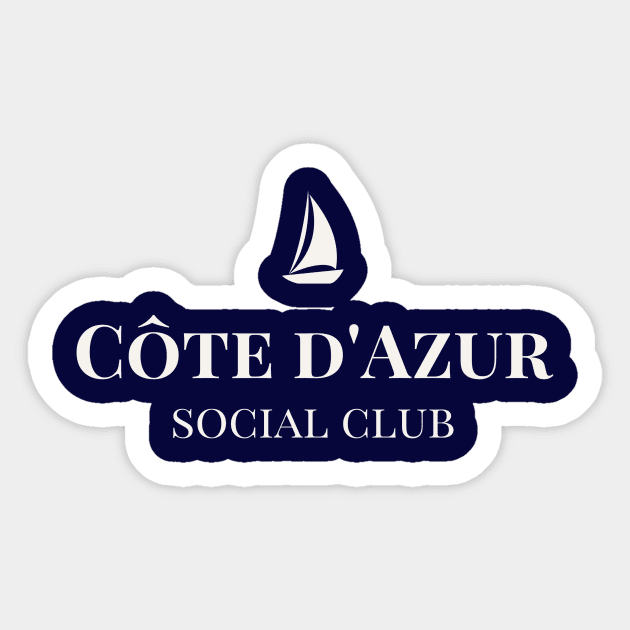 Côte d'Azur Social Club French Riviera Sail Boat Design Sticker by yourstruly